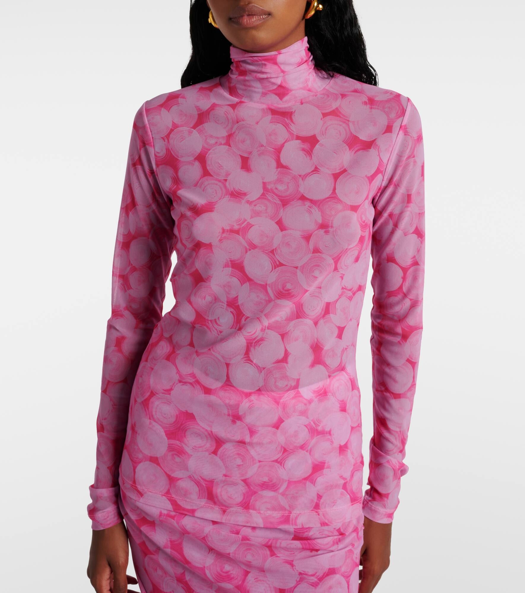 Printed high-neck jersey top - 5