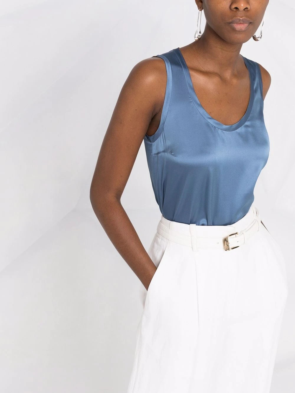 scoop-neck silk blouse - 5