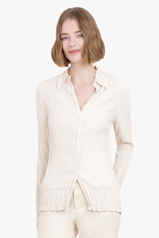 MAISIE PLISSE SHIRT | CREAM - 4
