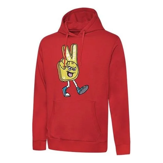 Converse Finger Letter Print Hooded Drawstring Sweatshirt Red 10019083-A02 - 1