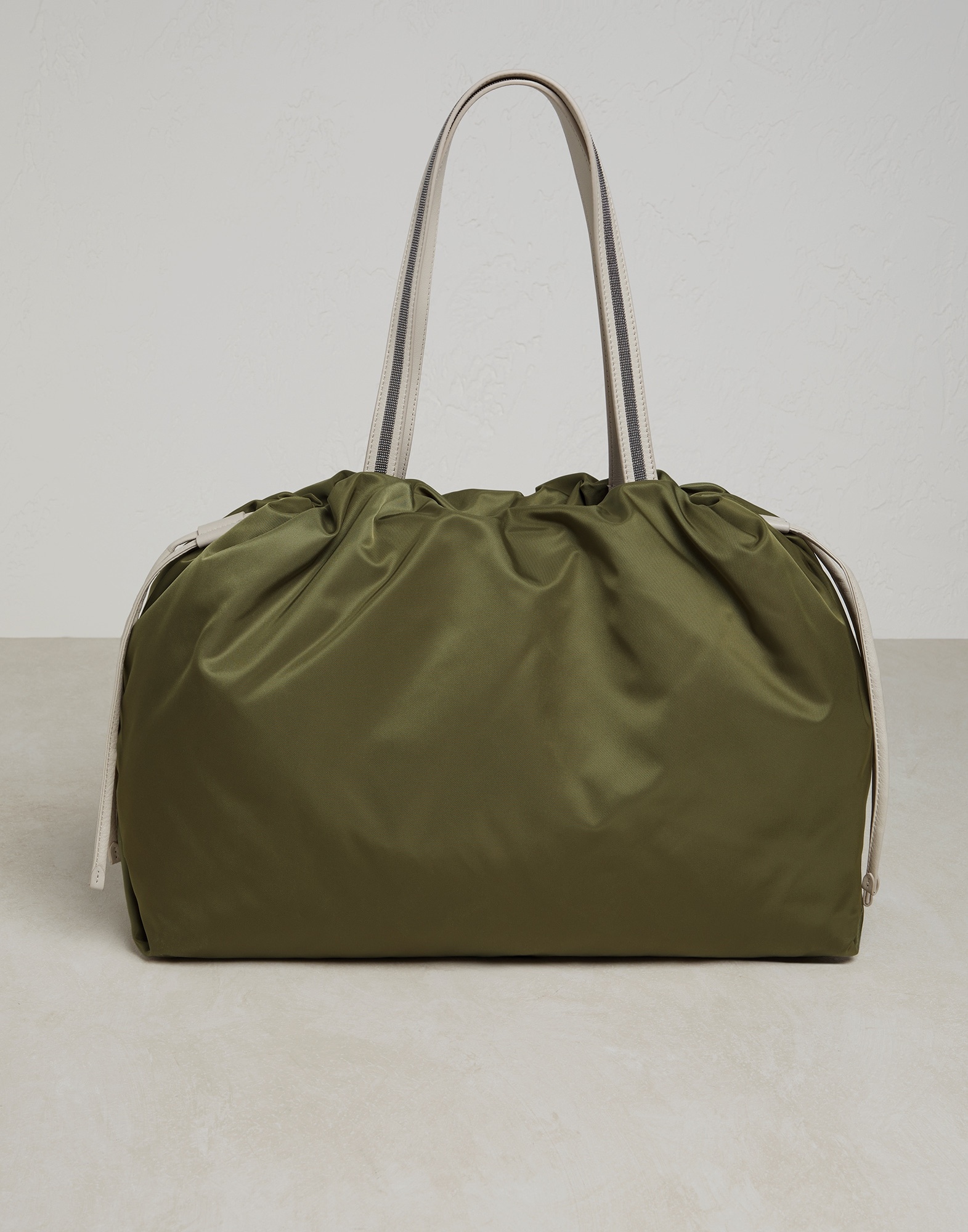 Nylon shopper bag with shiny handles - 2
