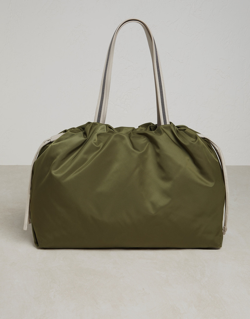 Nylon shopper bag with shiny handles 2