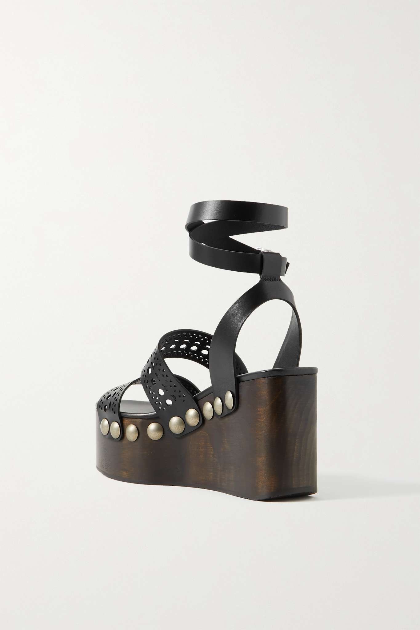 85 studded laser-cut leather platform sandals - 3