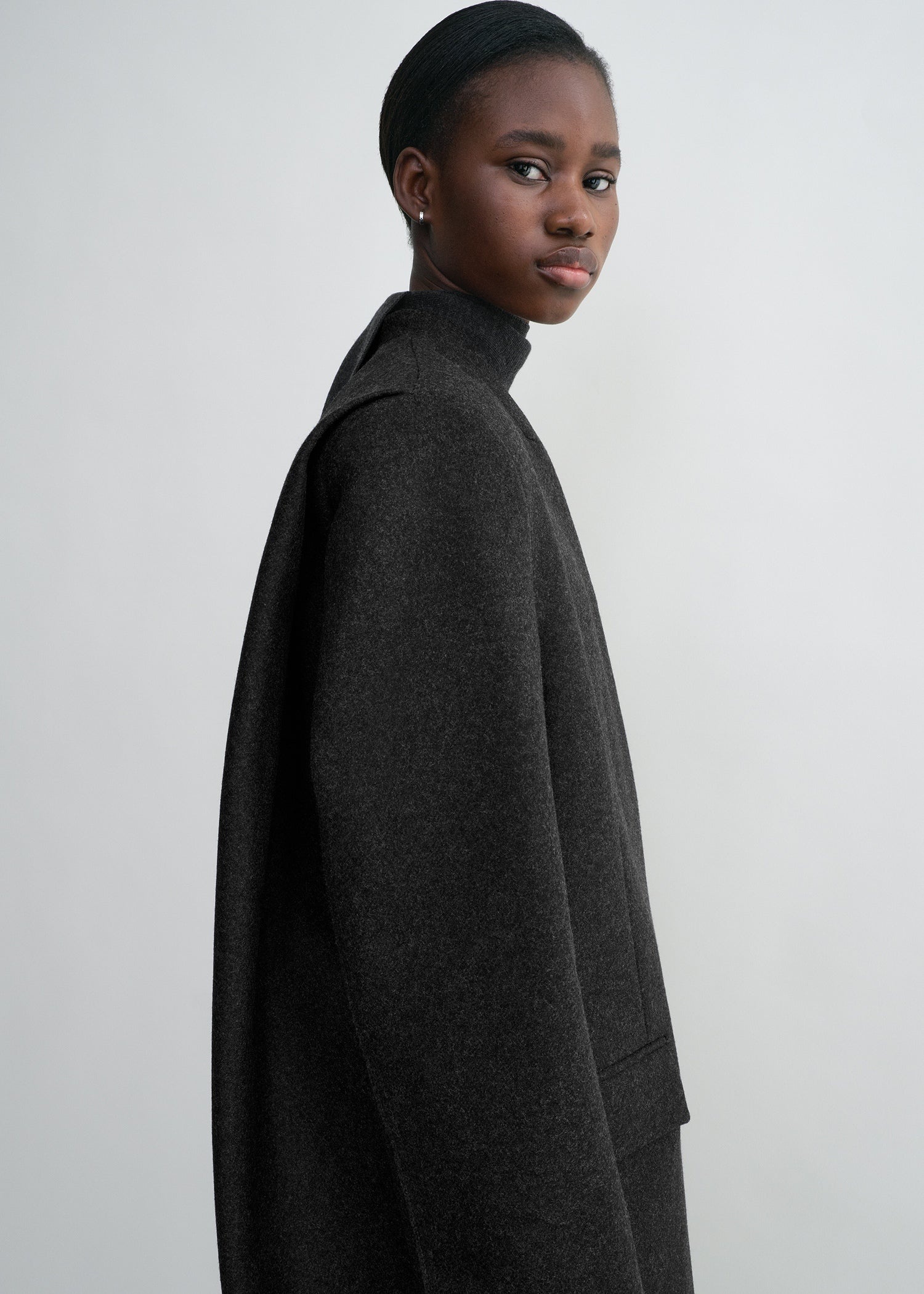 Deep pleat coat charcoal melange - 5