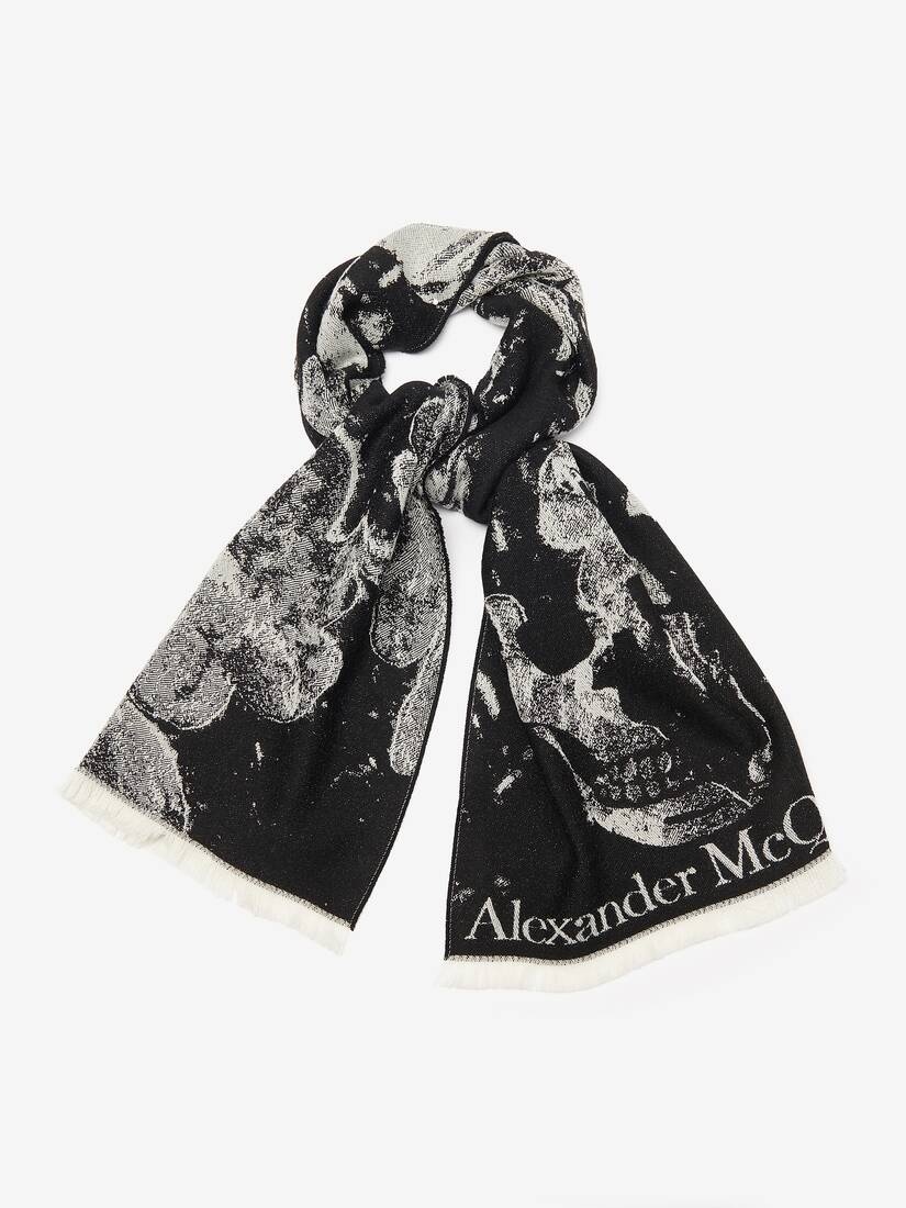 Women's Flower Bloom Scarf in Black/ivory - 2
