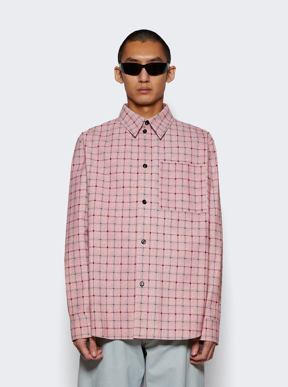 Long Sleeve Shirt Pale Pink And Grey - 2