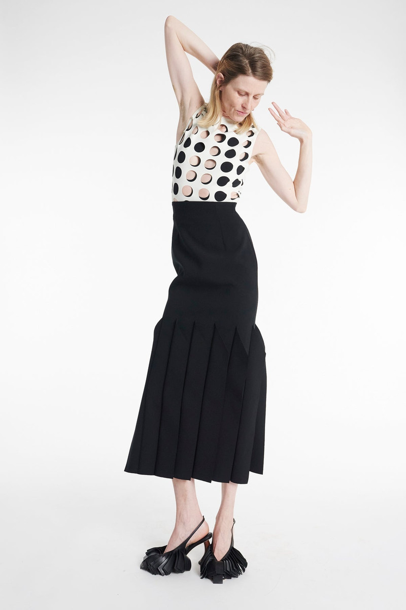 A.W.A.K.E. MODE MIDI LENGTH SKIRT WITH HEM PANEL DETAIL BLACK outlook