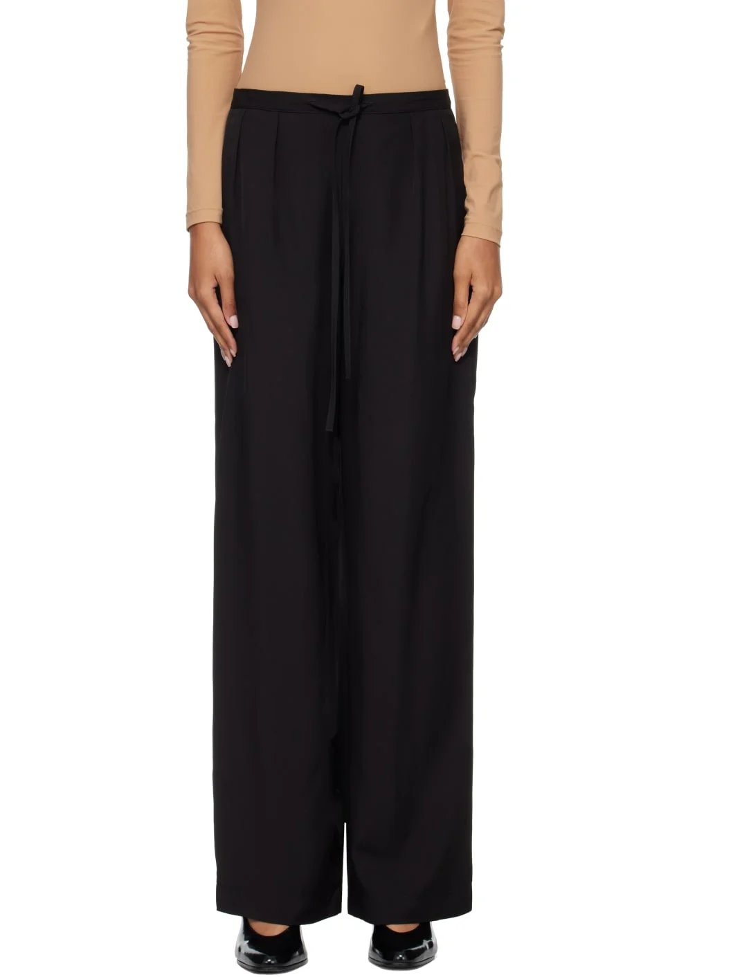 Black Ellon Straight Leg Drawstring Trousers - 1