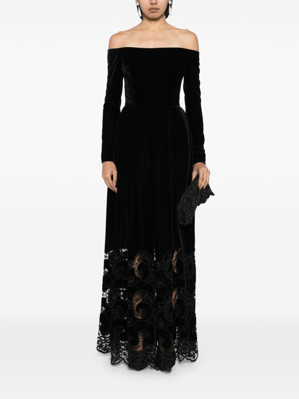 embroidered velvet dress - 2