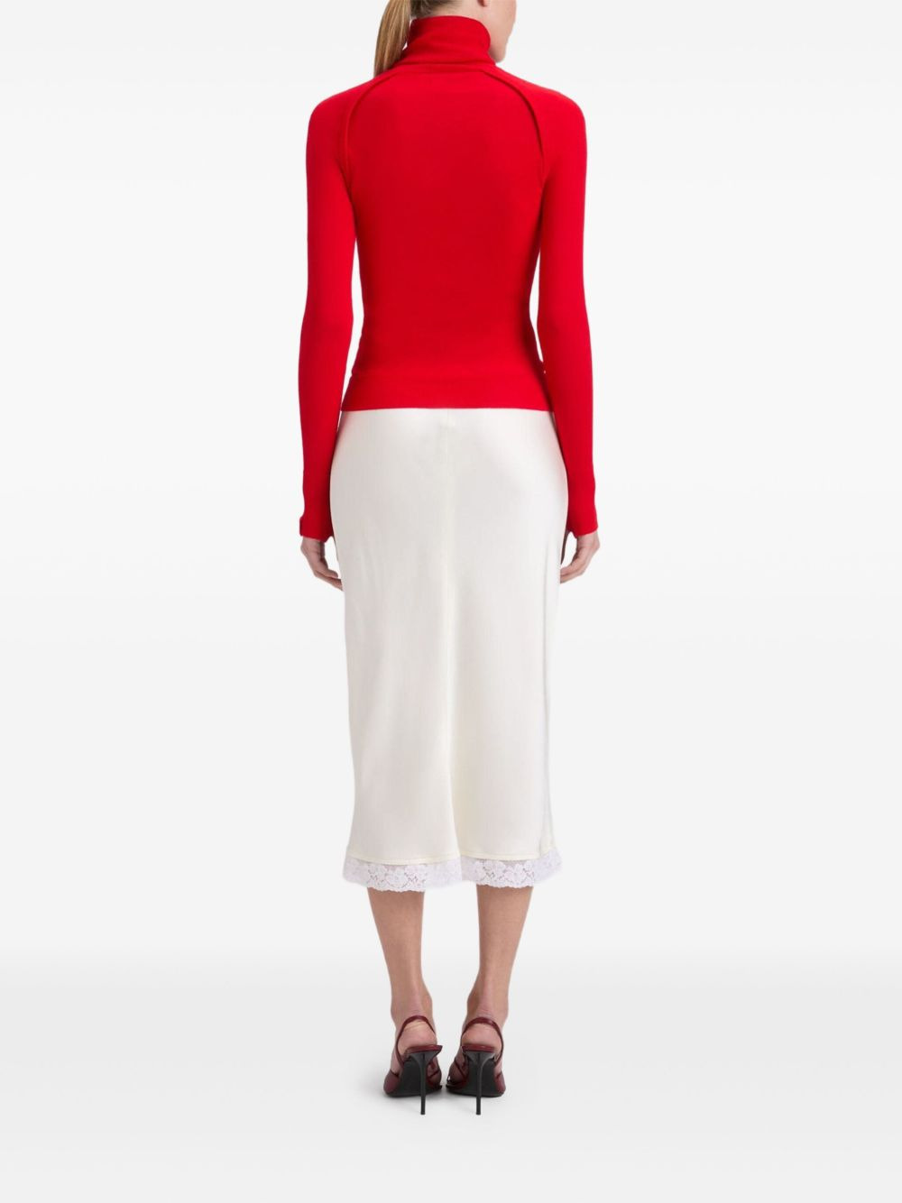 Lace Trim Slip midi skirt - 4