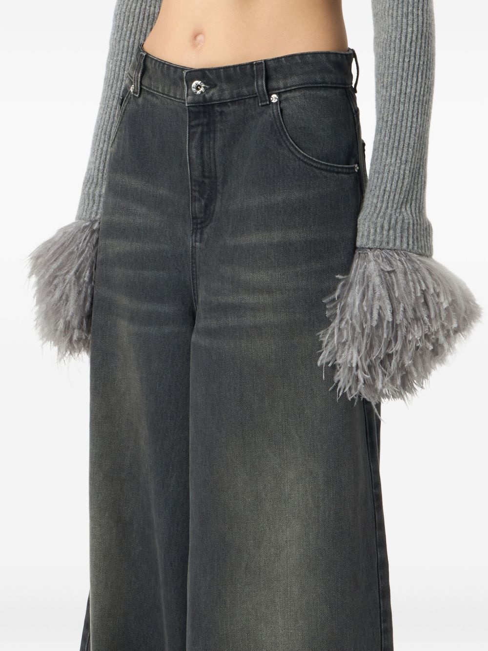 whiskering-effect jeans - 5