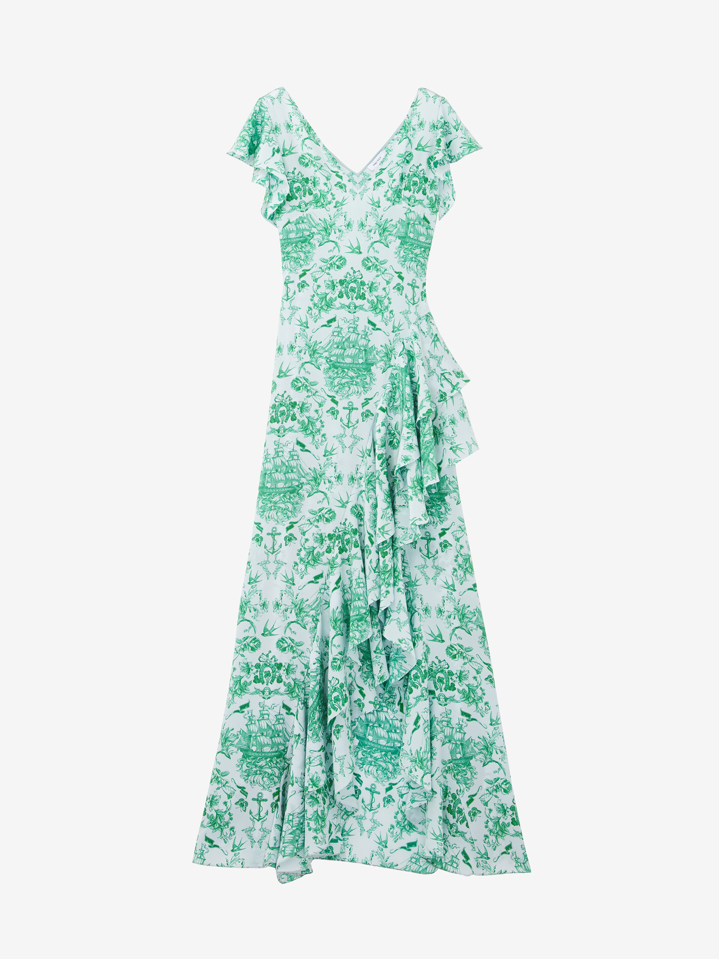 Sailor Tattoo Asymmetric Ruffle Dress - 1