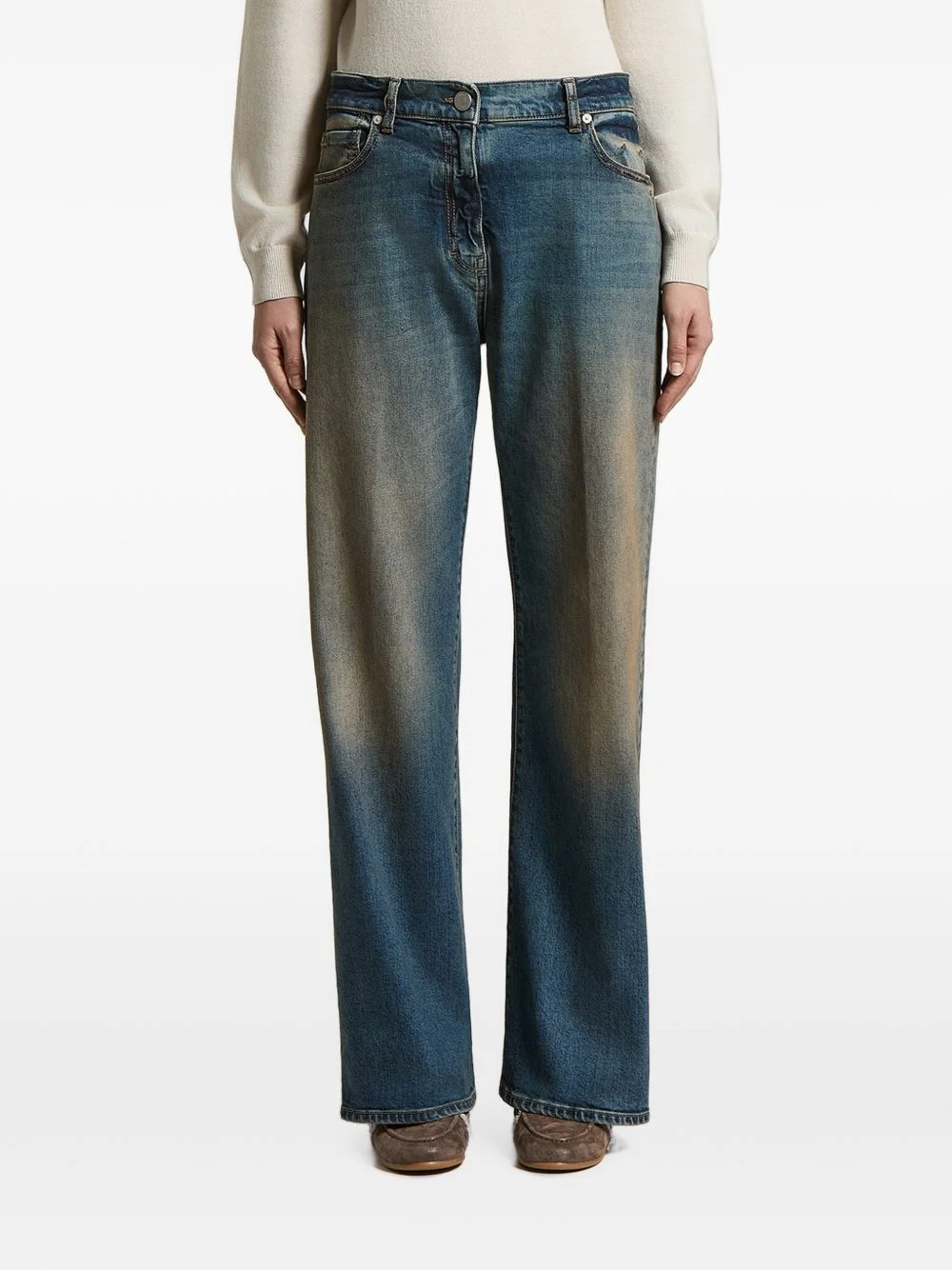 faded wide-leg jeans - 1
