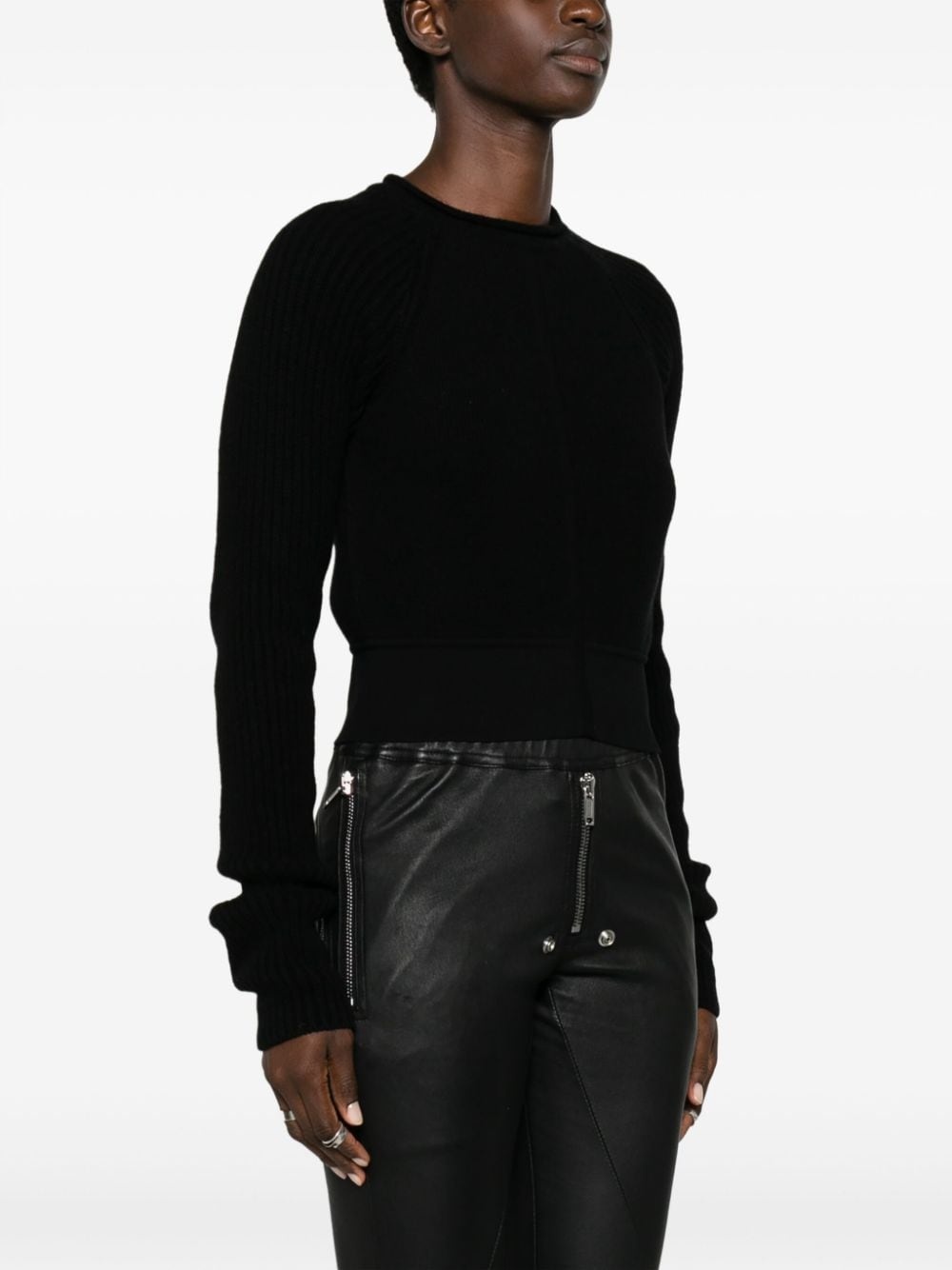 rolled-trim ribbed-knit jumper - 3