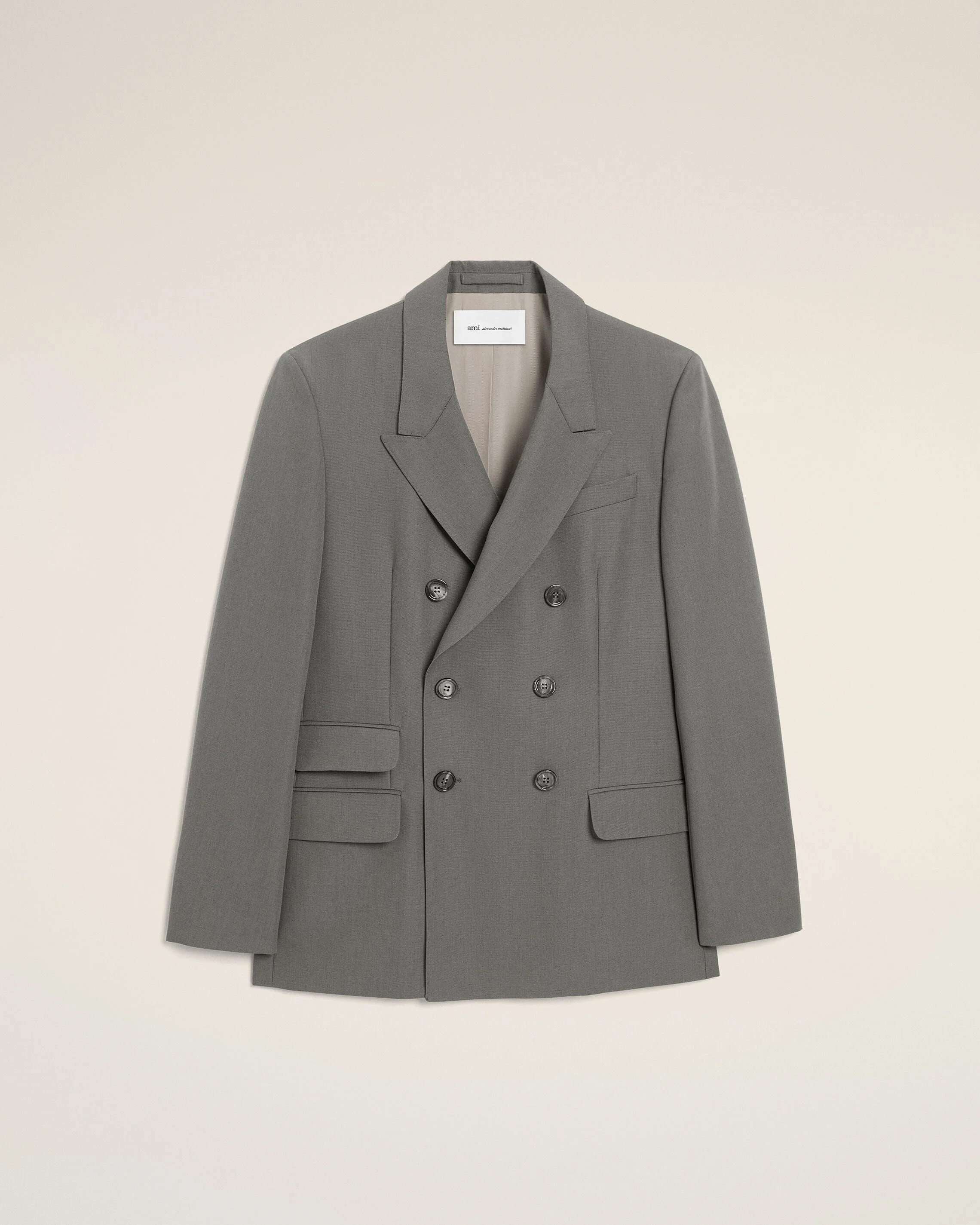 GREY NEW WOOL DOUBLE BREASTED STRAIGHT JACKET - 1