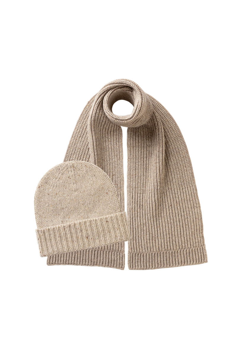Donegal Cashmere Cream Hat & Scarf Gift Set 1