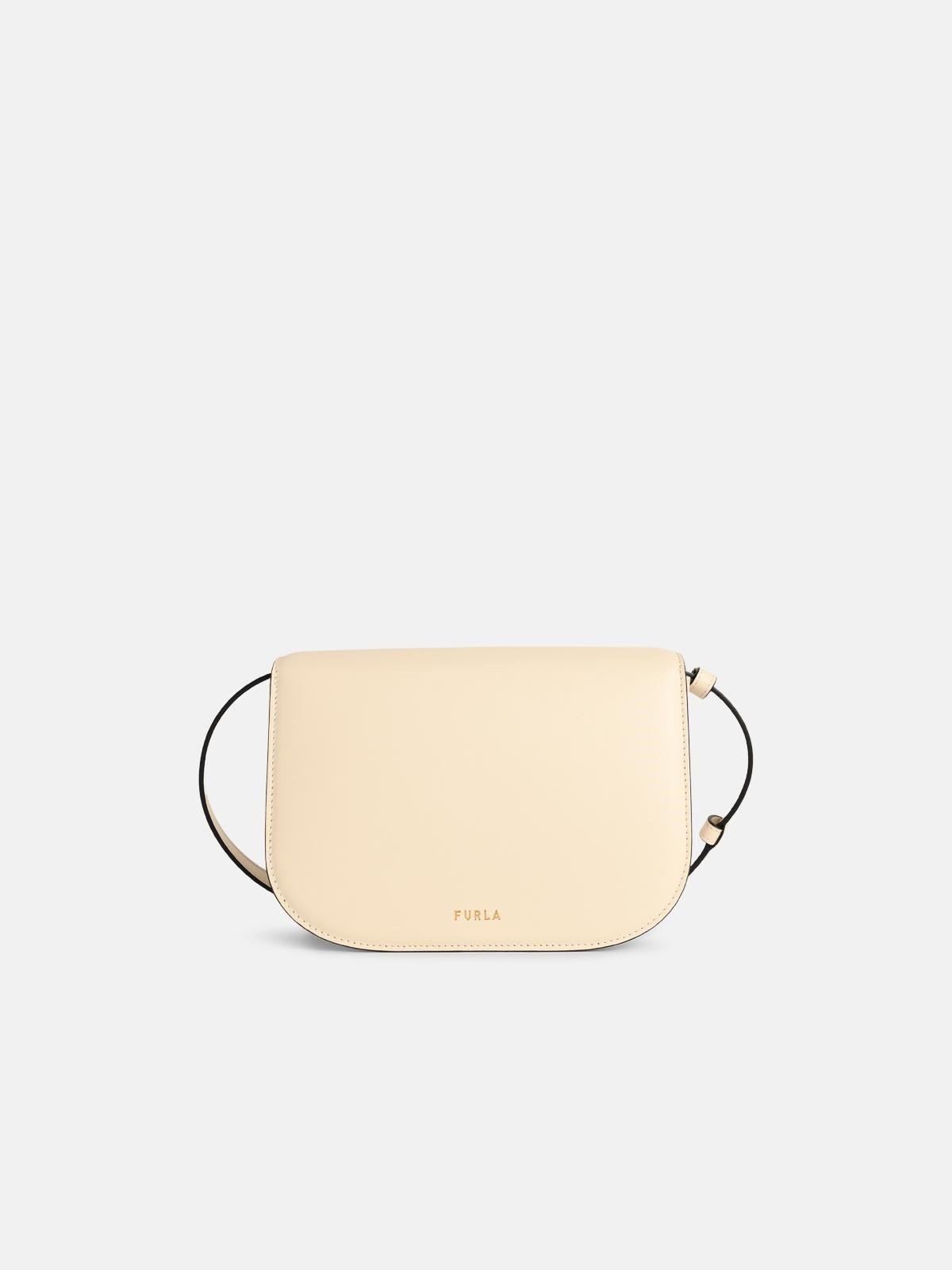 CREAM LEATHER 'SFERA' MINI CROSSBODY BAG - 3