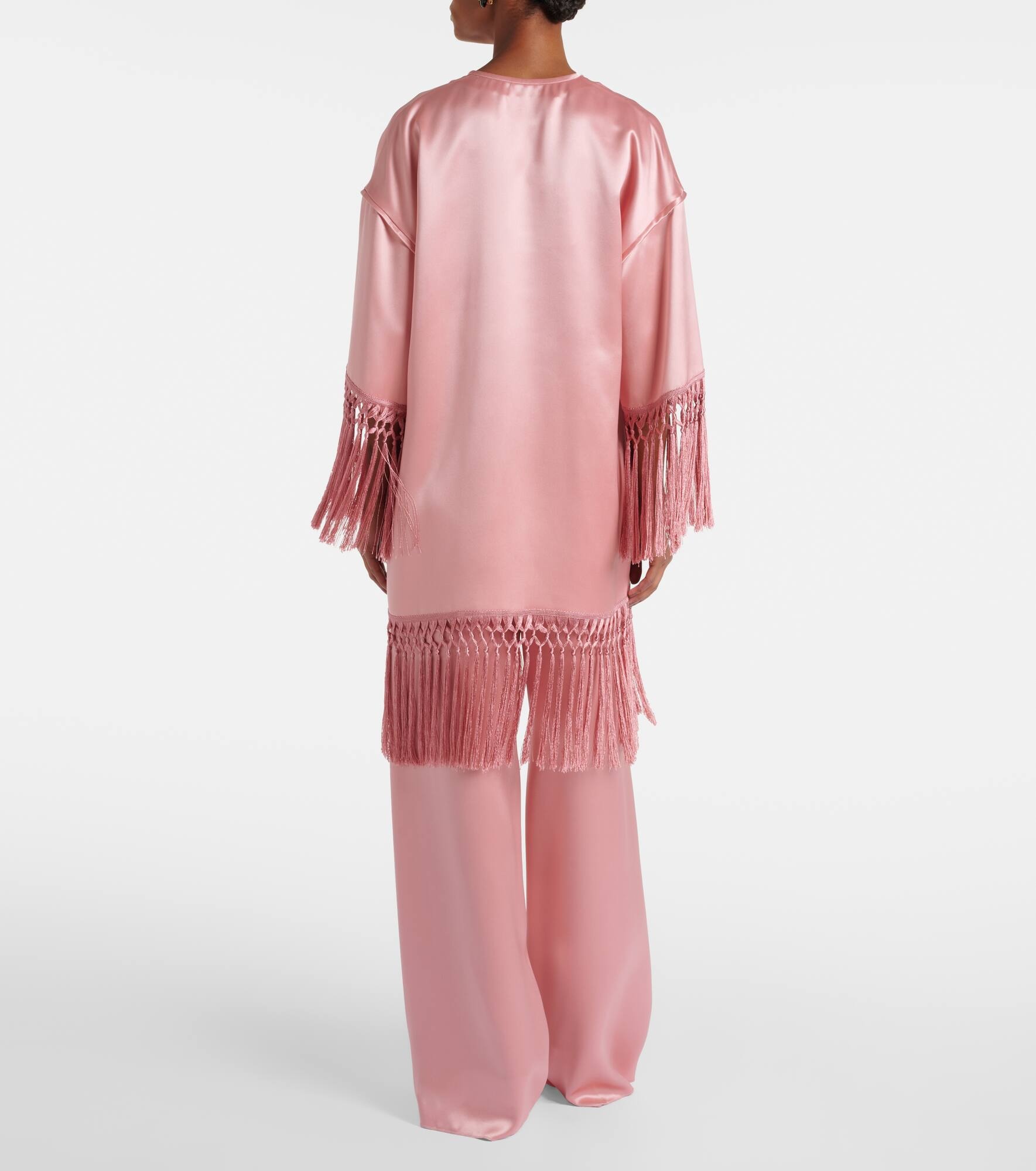 Fringed silk duchess satin minidress - 3
