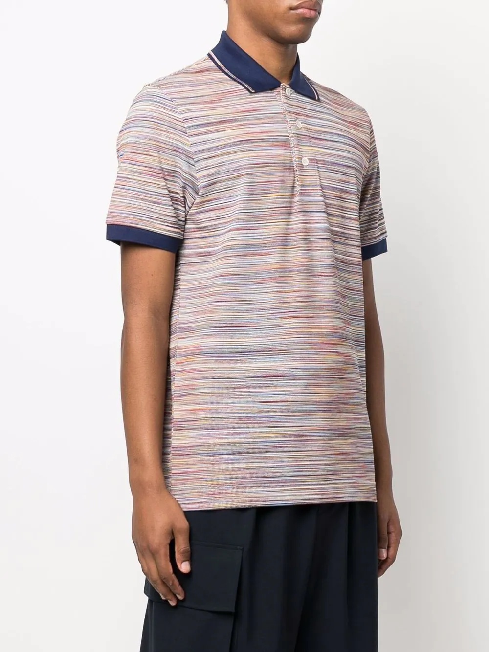 striped short sleeve polo top - 3