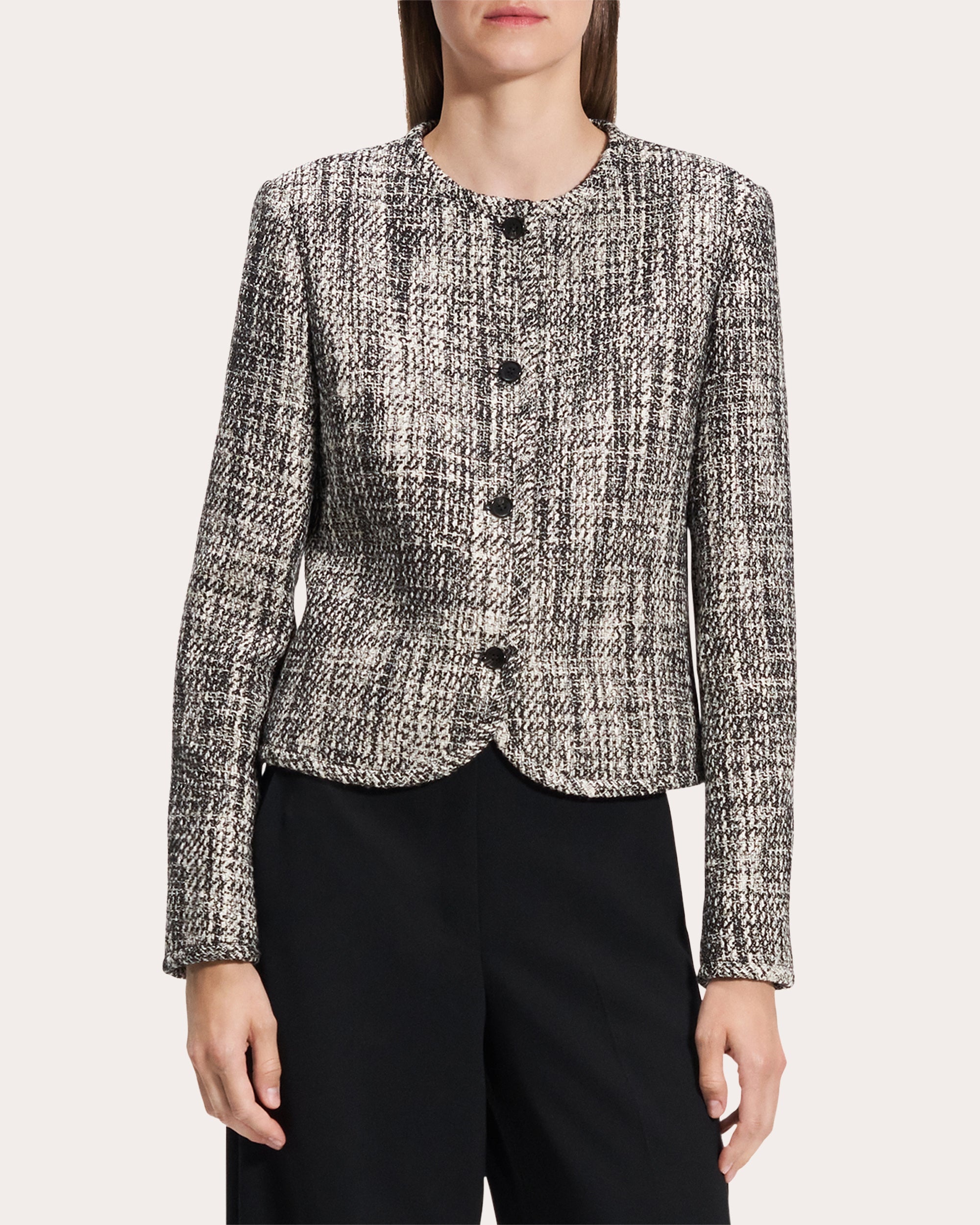 Cotton Tweed Cropped Cardigan Jacket - 2