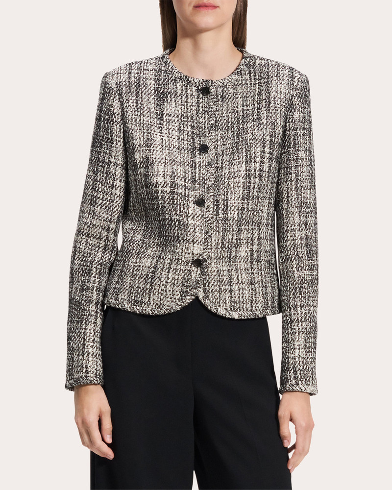 Theory Cotton Tweed Cropped Cardigan Jacket outlook