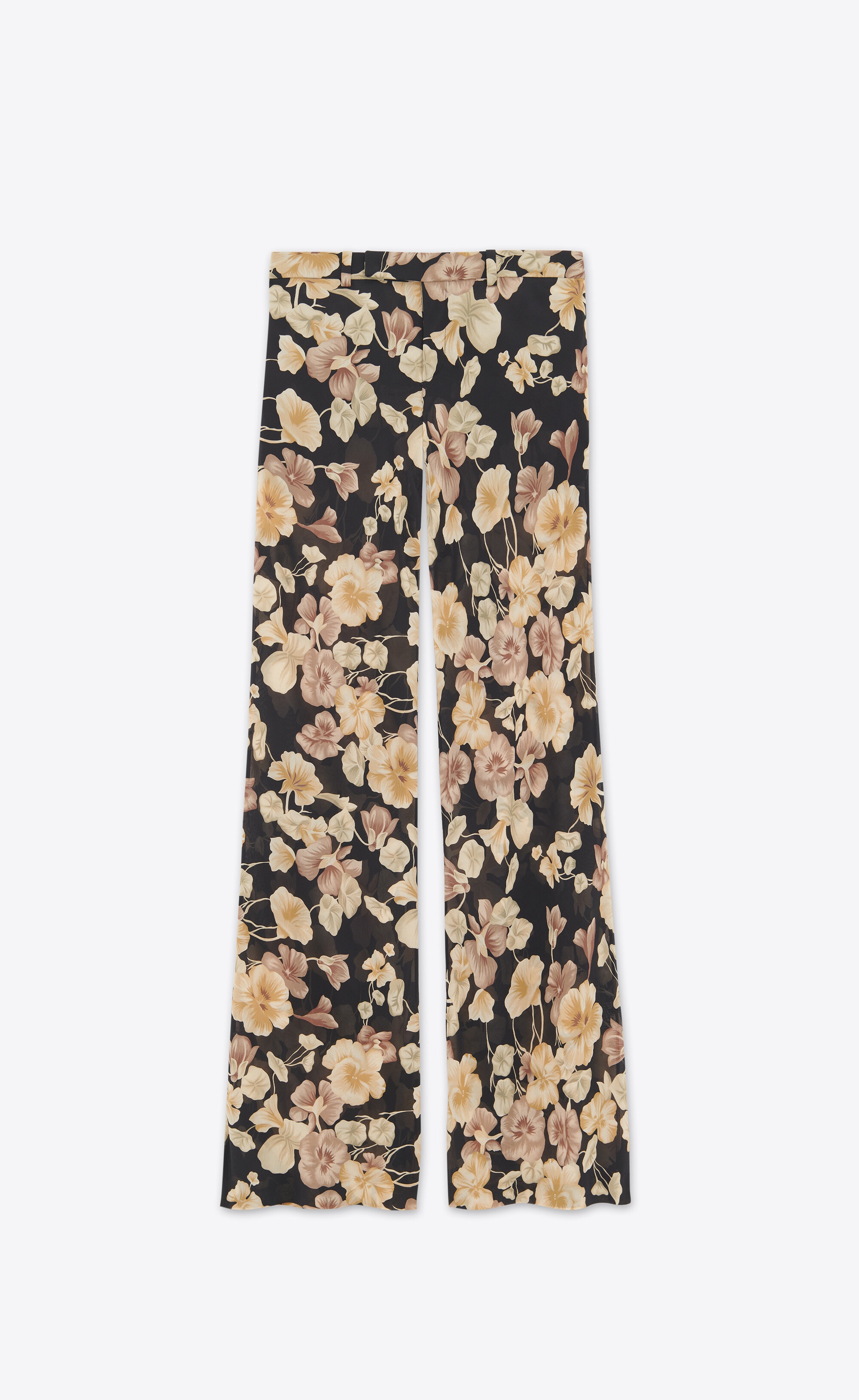 flared pants in floral silk georgette - 1