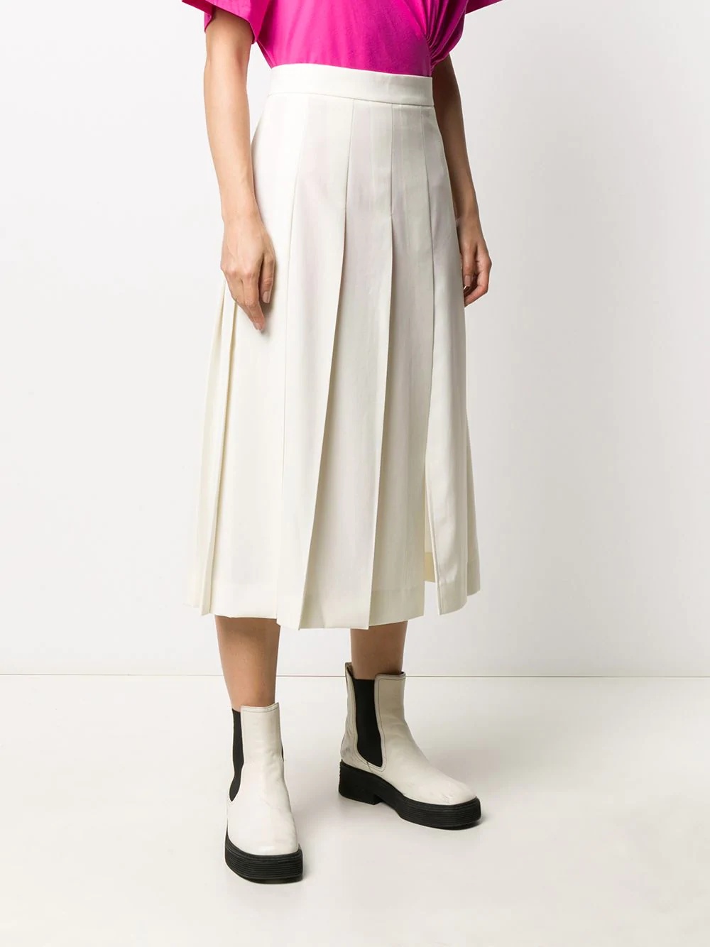 box-pleat mid-length skirt - 3