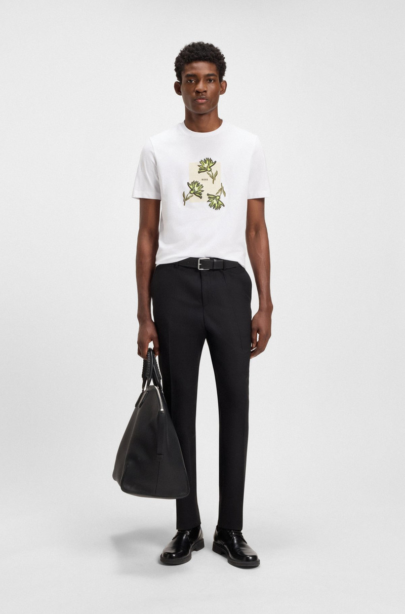 BOSS COTTON-JERSEY T-SHIRT WITH FLORAL ARTWORK outlook