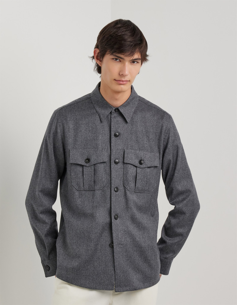 GRAY PURE WOOL SHIRT JACKET - IMPECCABILE 3