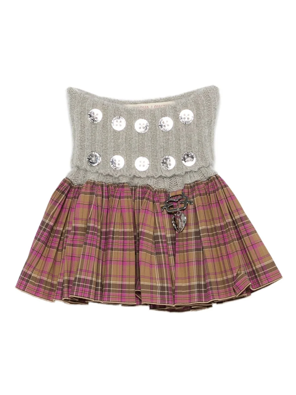 sequin-embellished plaid skirt - 1