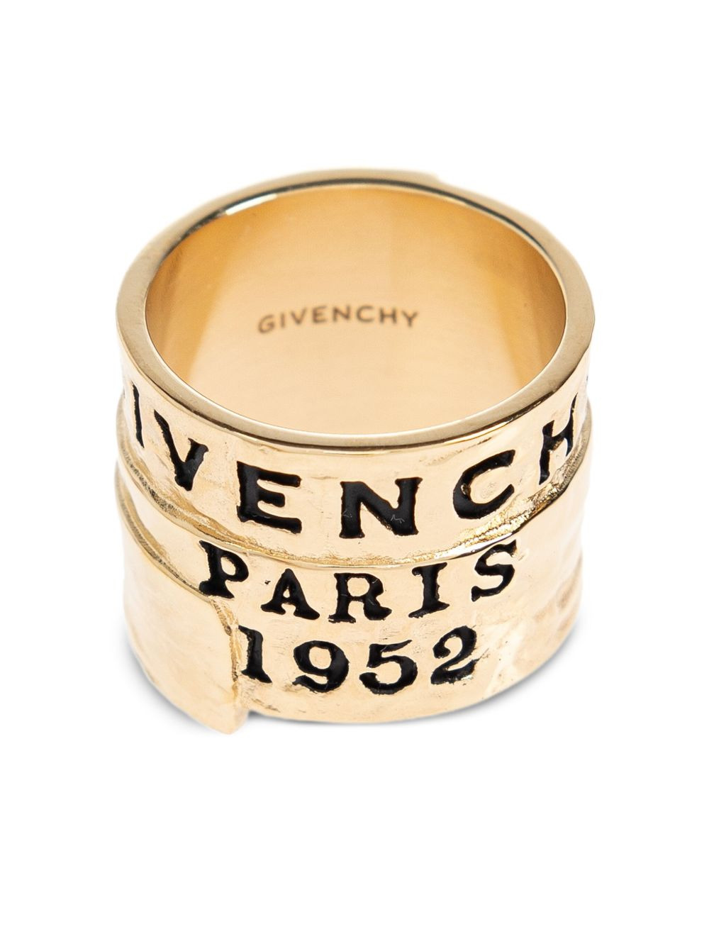 hammered logo ring - 3
