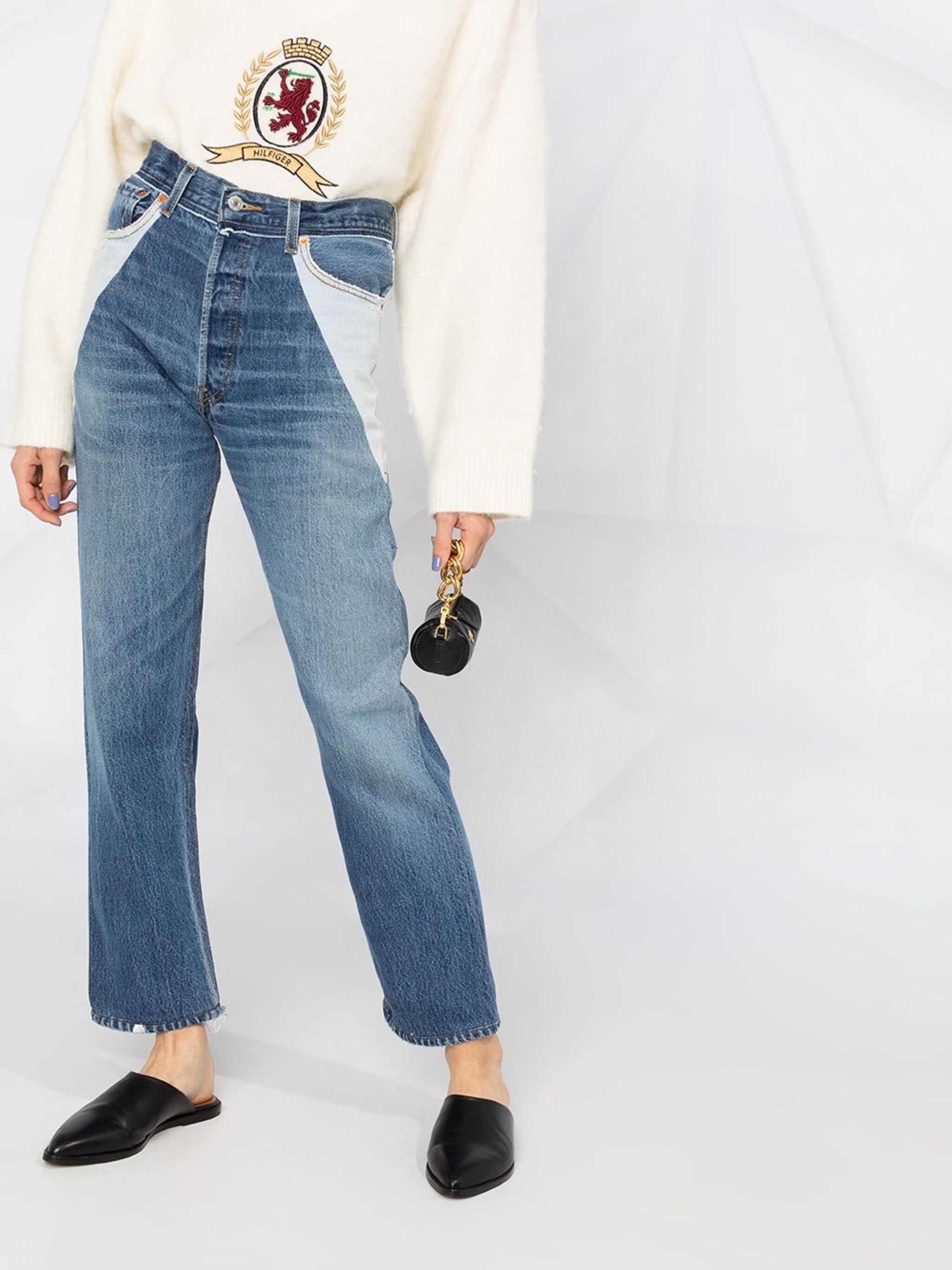 panelled straight leg jeans - 5