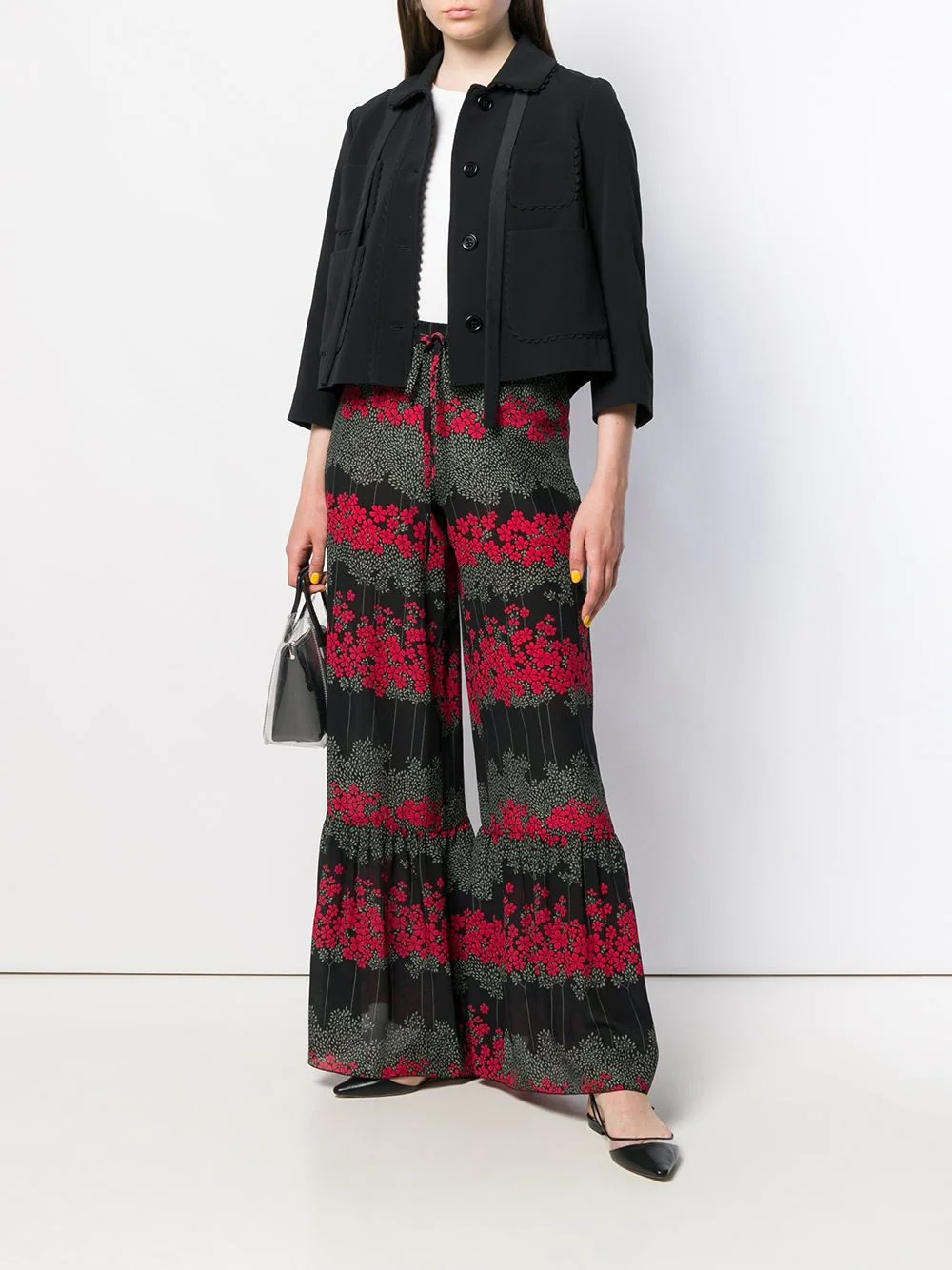 floral flared trousers - 2