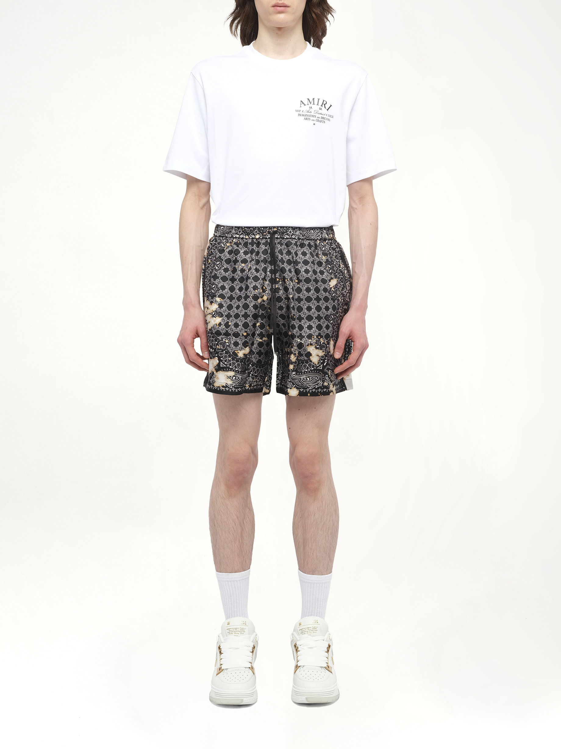 Bleach Bandana Silk Shorts in Black - 7