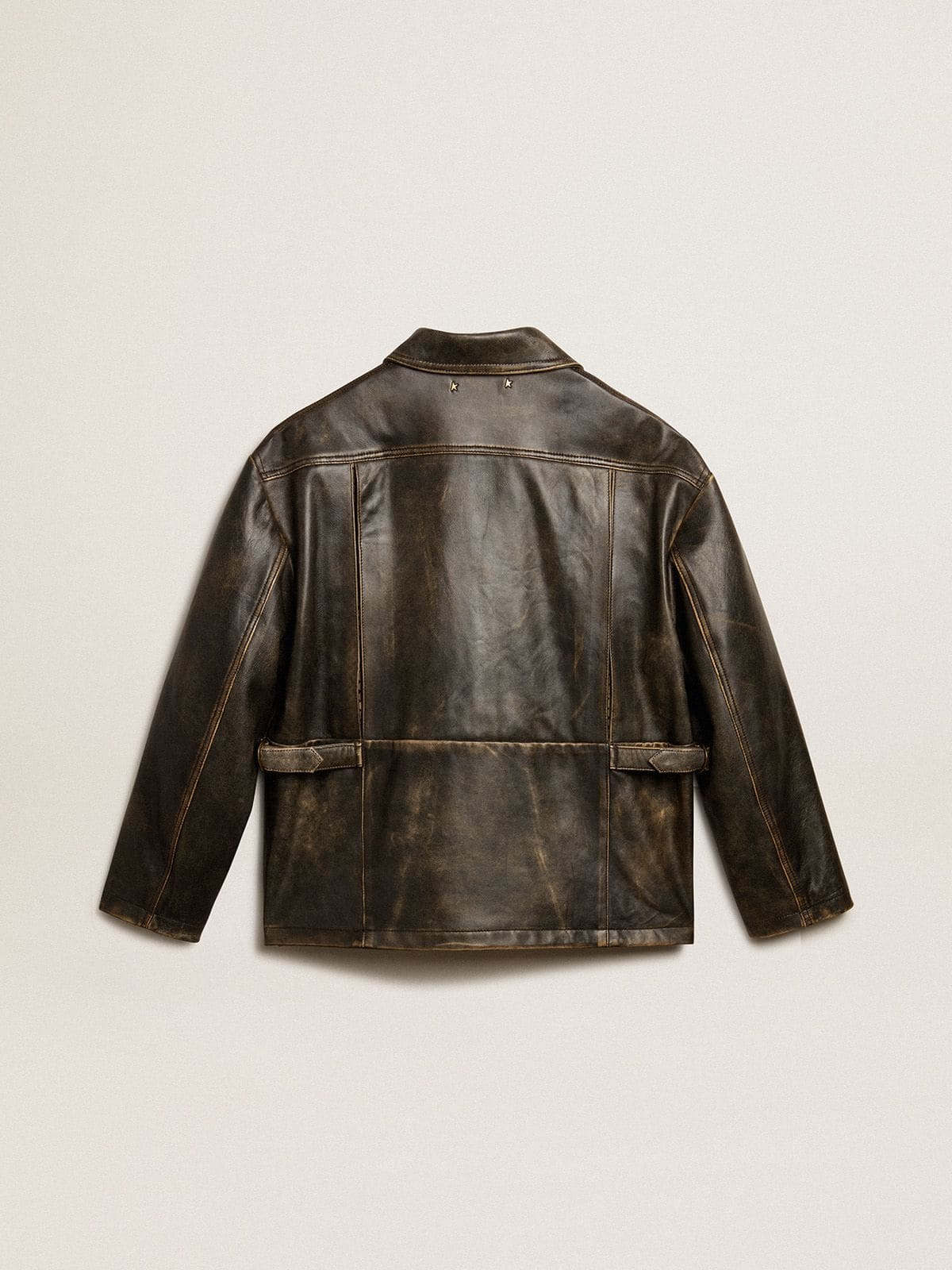 Women's aged brown nappa leather jacket - 6