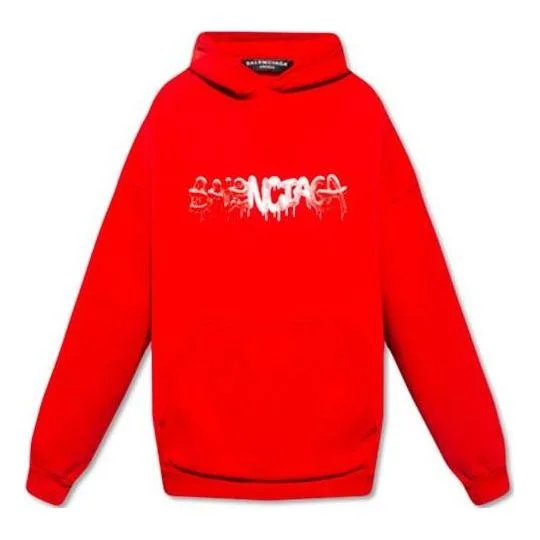 Balenciaga SS22 Logo Hoodie 'Red' 674986TLVF26407 - 1