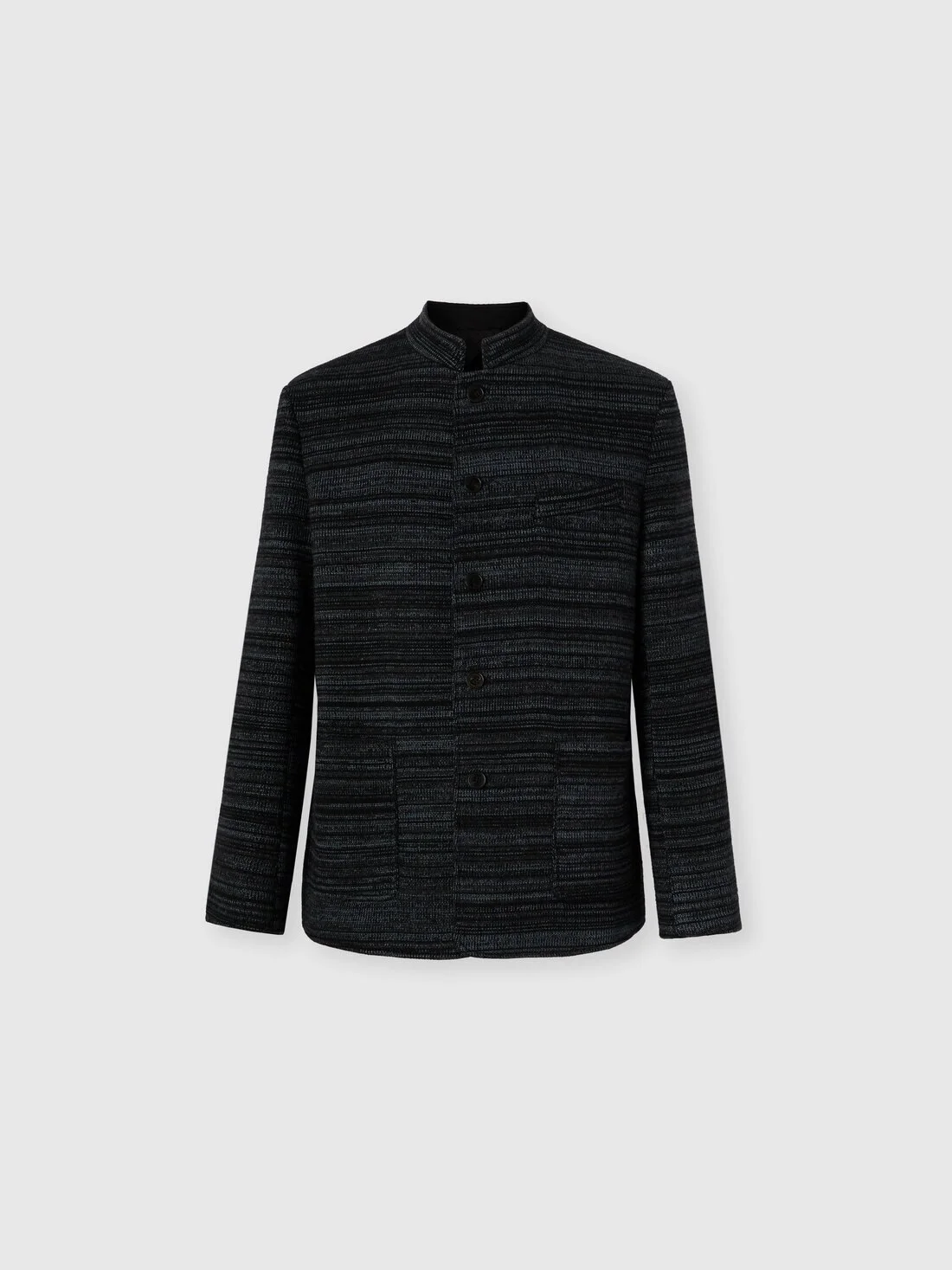 Striped wool and viscose knit jacket - 1