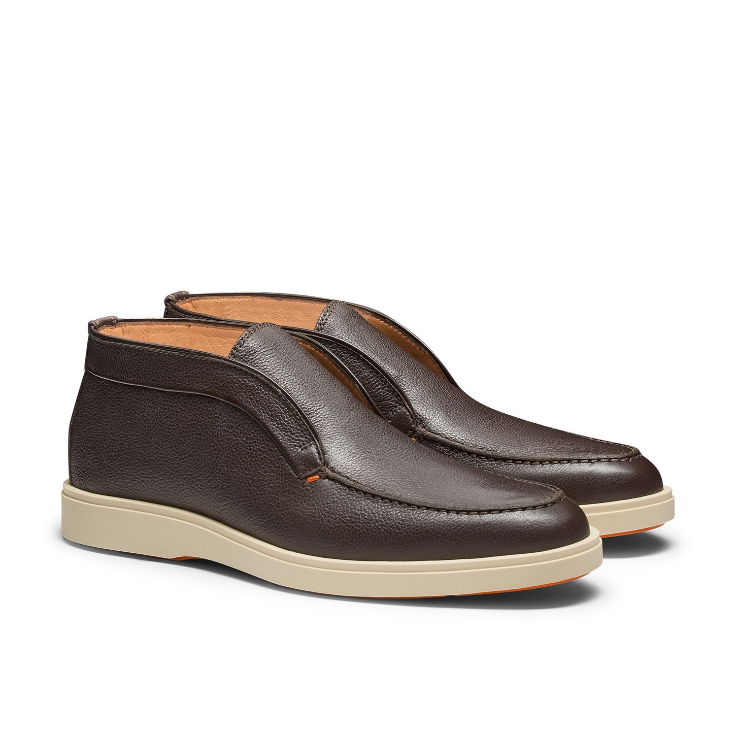 Men's dark brown tumbled leather desert boot - 3