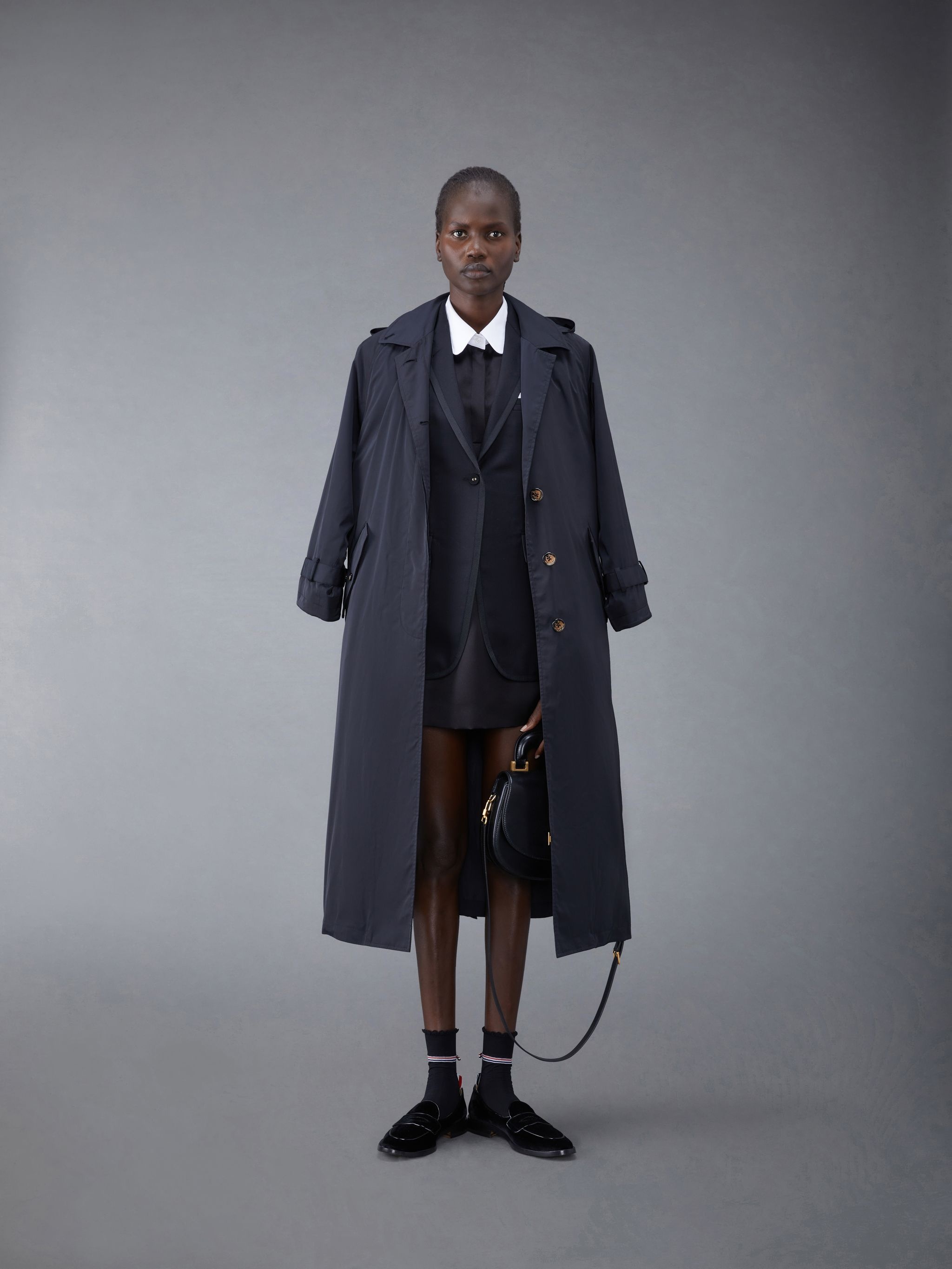 Crepe Back Satin and Poplin Seamed Sport Coat Dress - 4