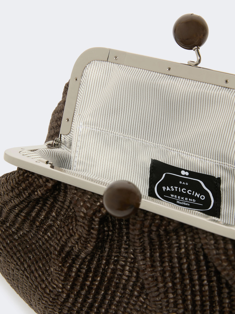 FORTUNA Medium raffia-effect Pasticcino bag - DARK BROWN 5