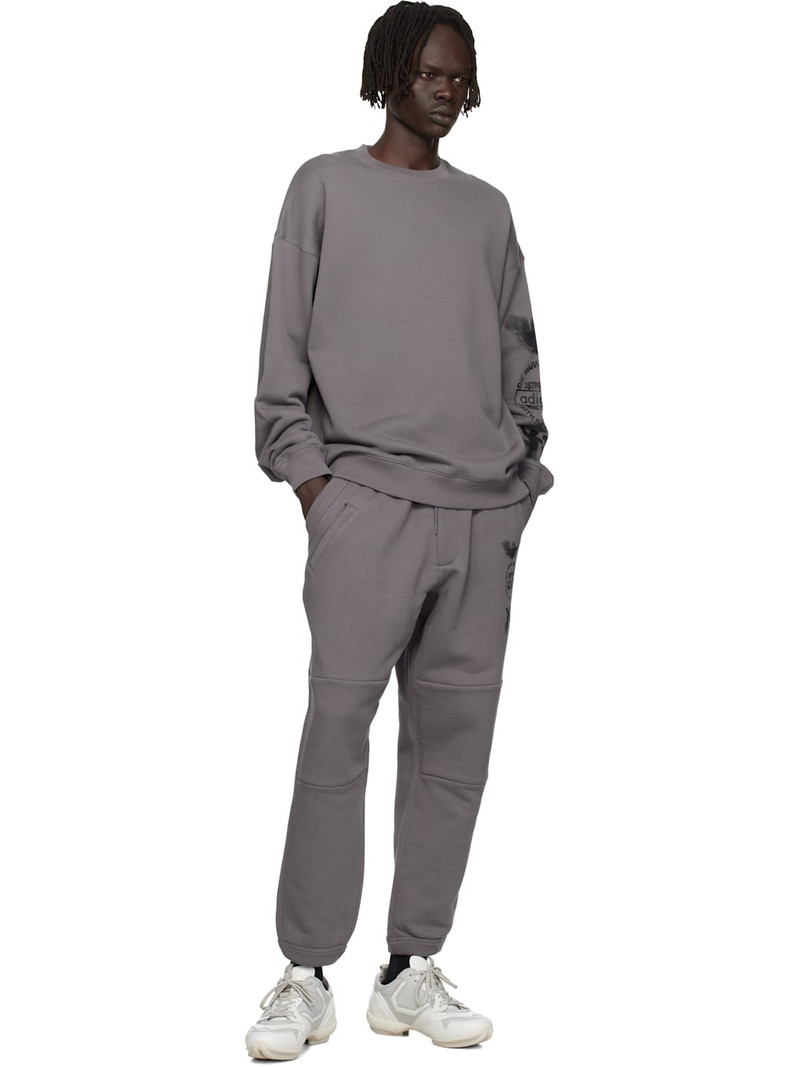Y-3 Gray Graphic Crew Sweatshirt outlook