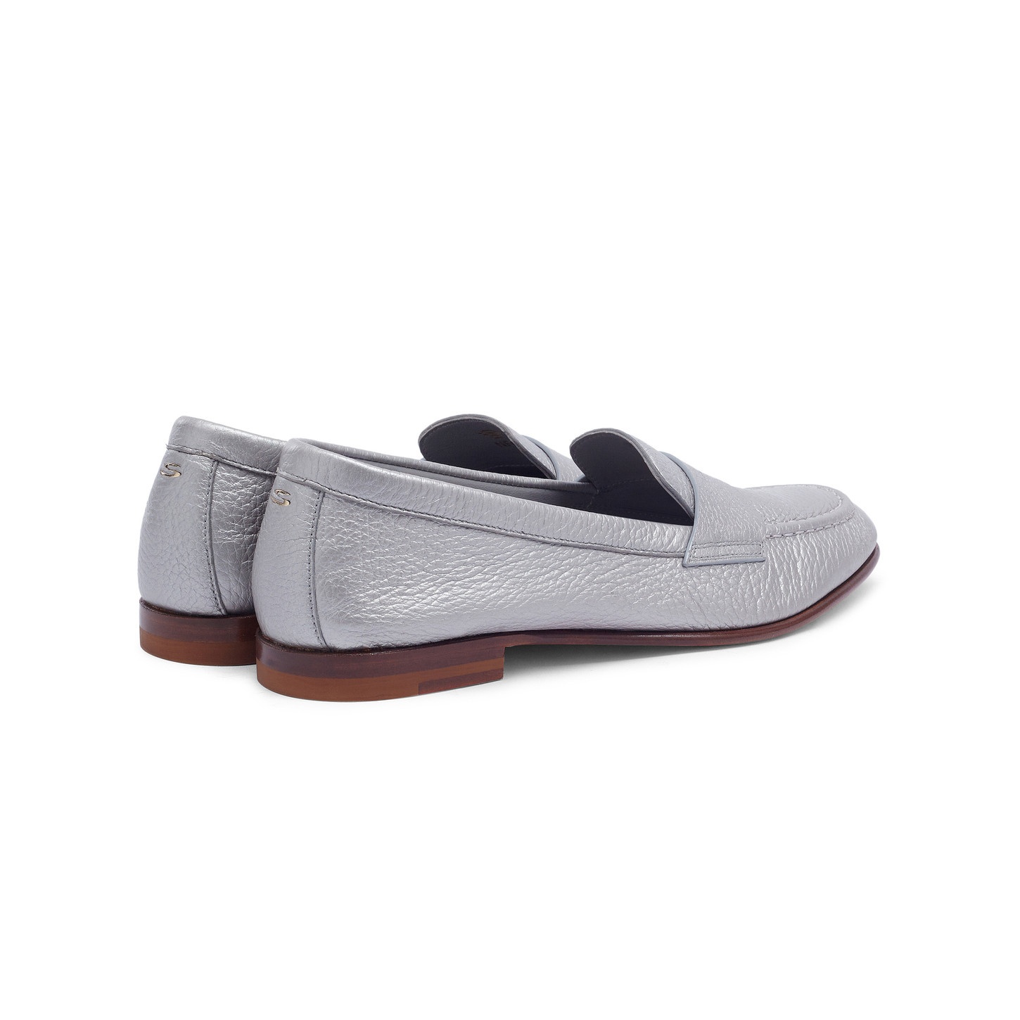 Women's silver tumbled leather penny loafer - 4