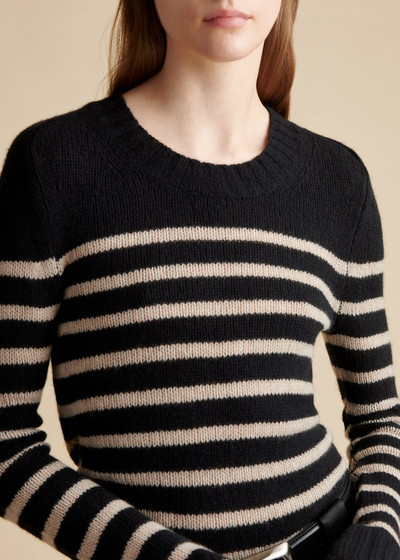 KHAITE The Tilda Sweater in Black and Powder Stripe outlook