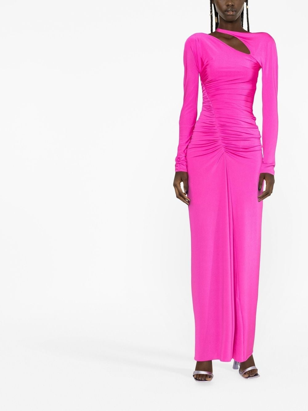 asymmetric ruched maxi dress - 2