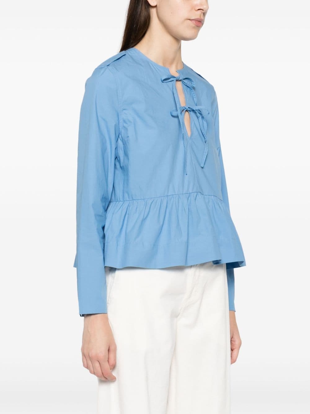 ruffle-detailing organic cotton blouse - 3