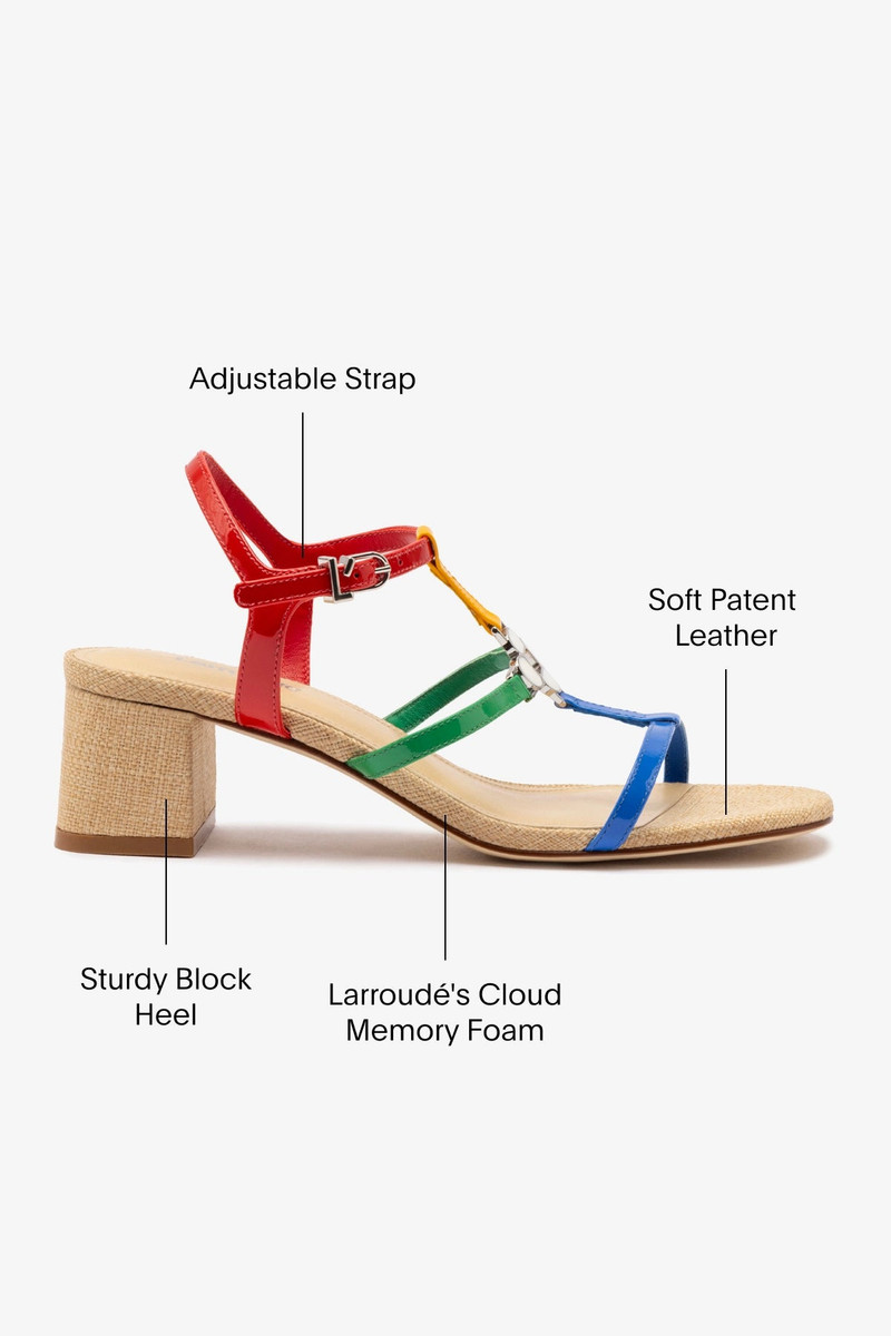 Hana Block In Multicolor Patent Leather and Raffia 5