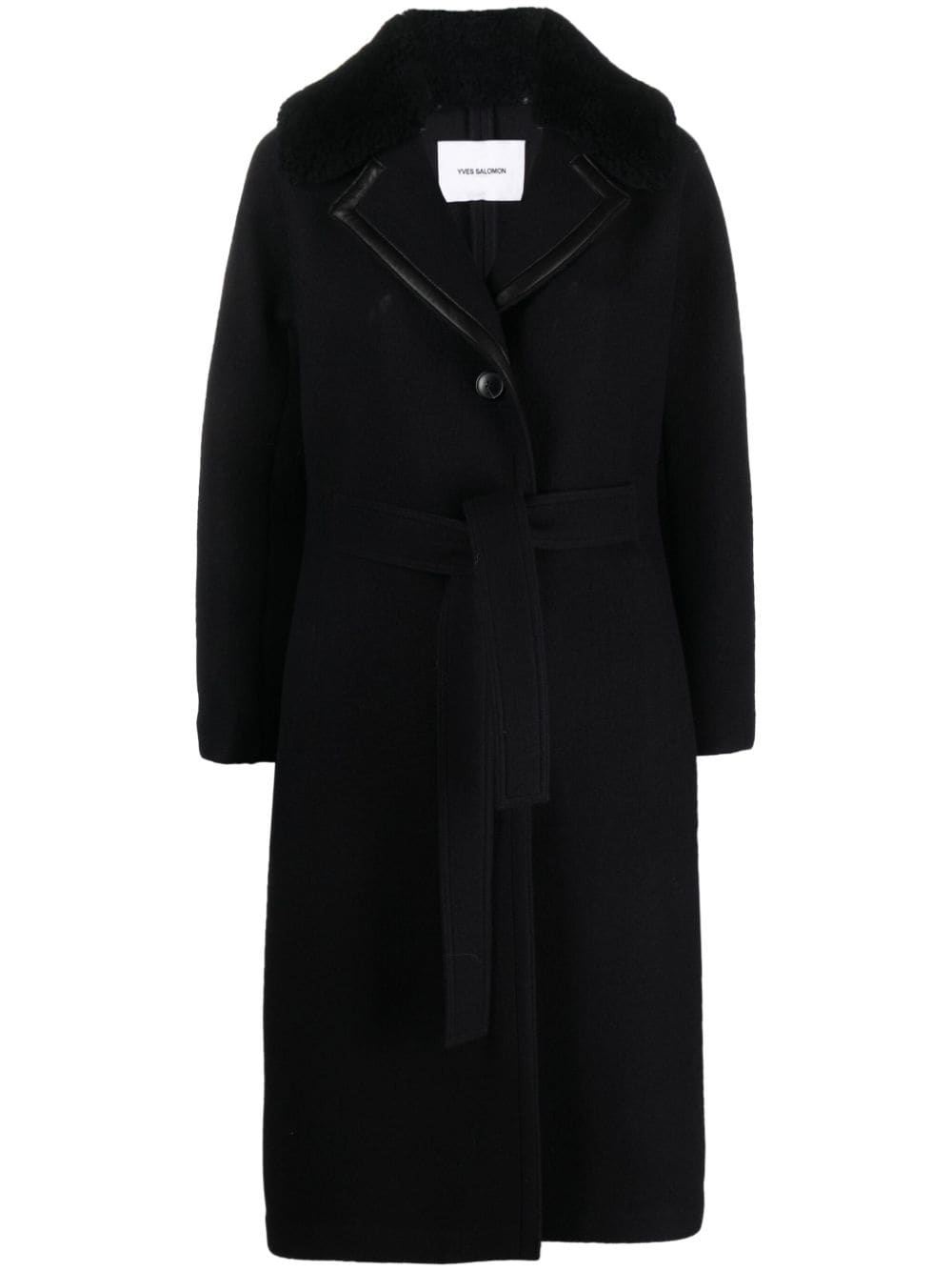 belted felted-wool coat - 1