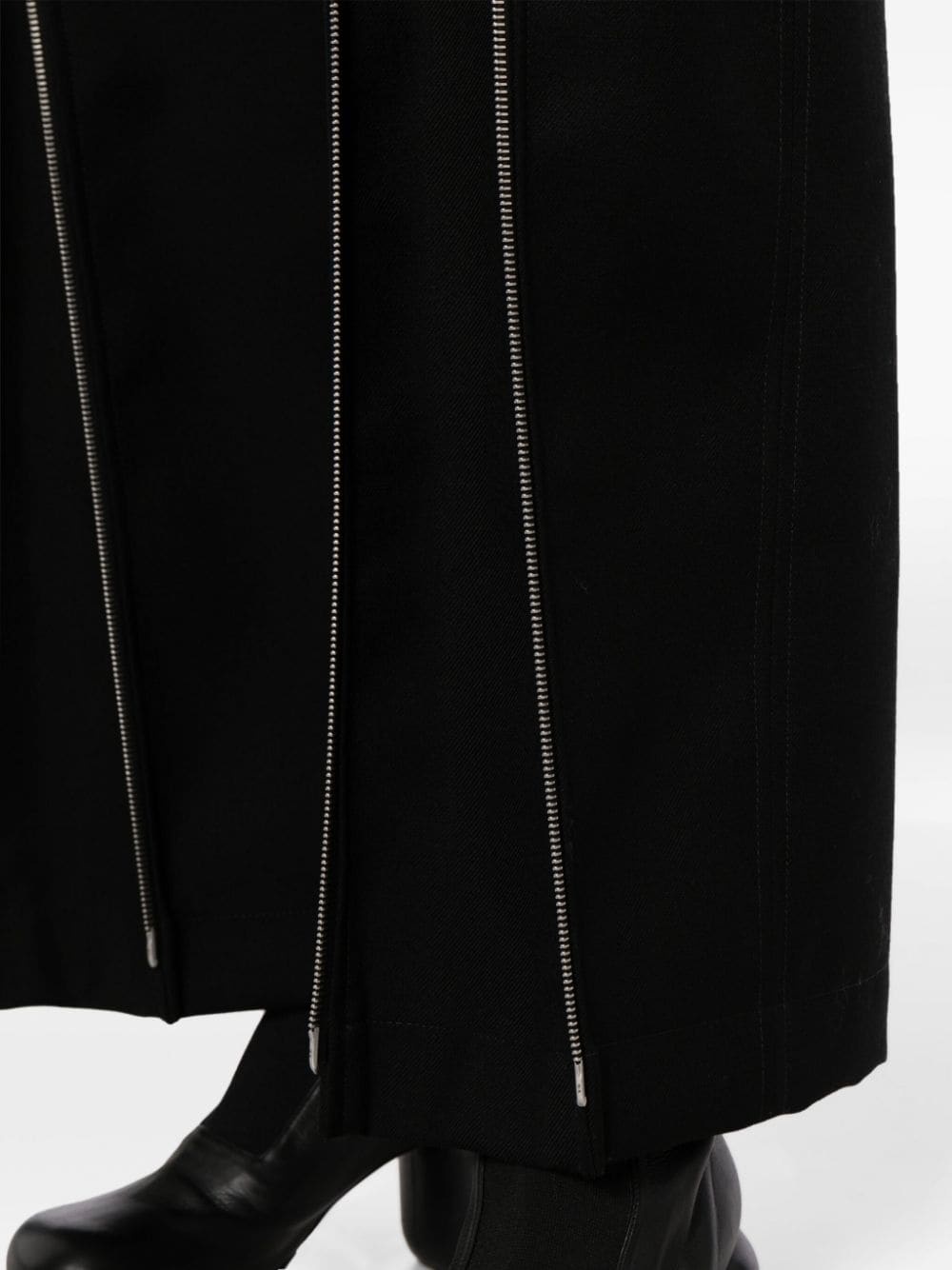 zip-embellished wool wide-leg trousers - 6