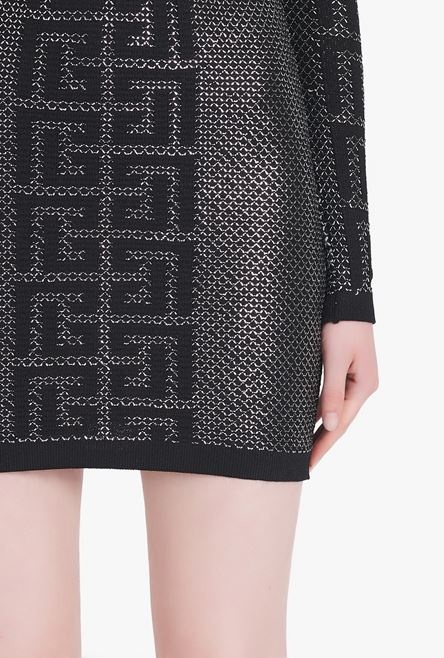 Short dress with black and silver mosaic Balmain monogram - 8