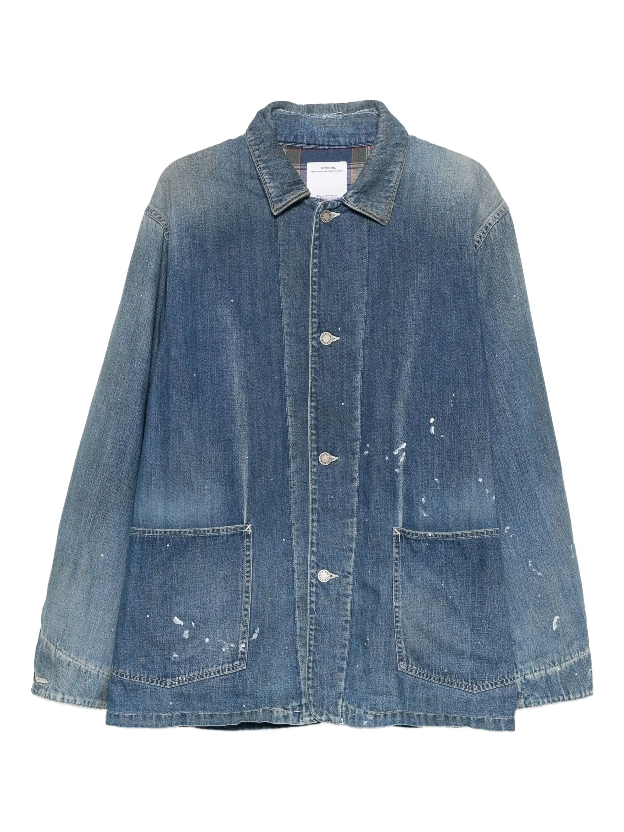 patch-pocket denim overcoat - 1